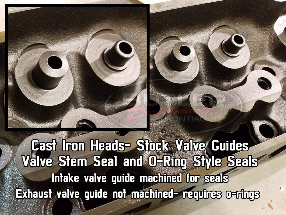 These cast iron heads cam with the intake side machined for valve stem